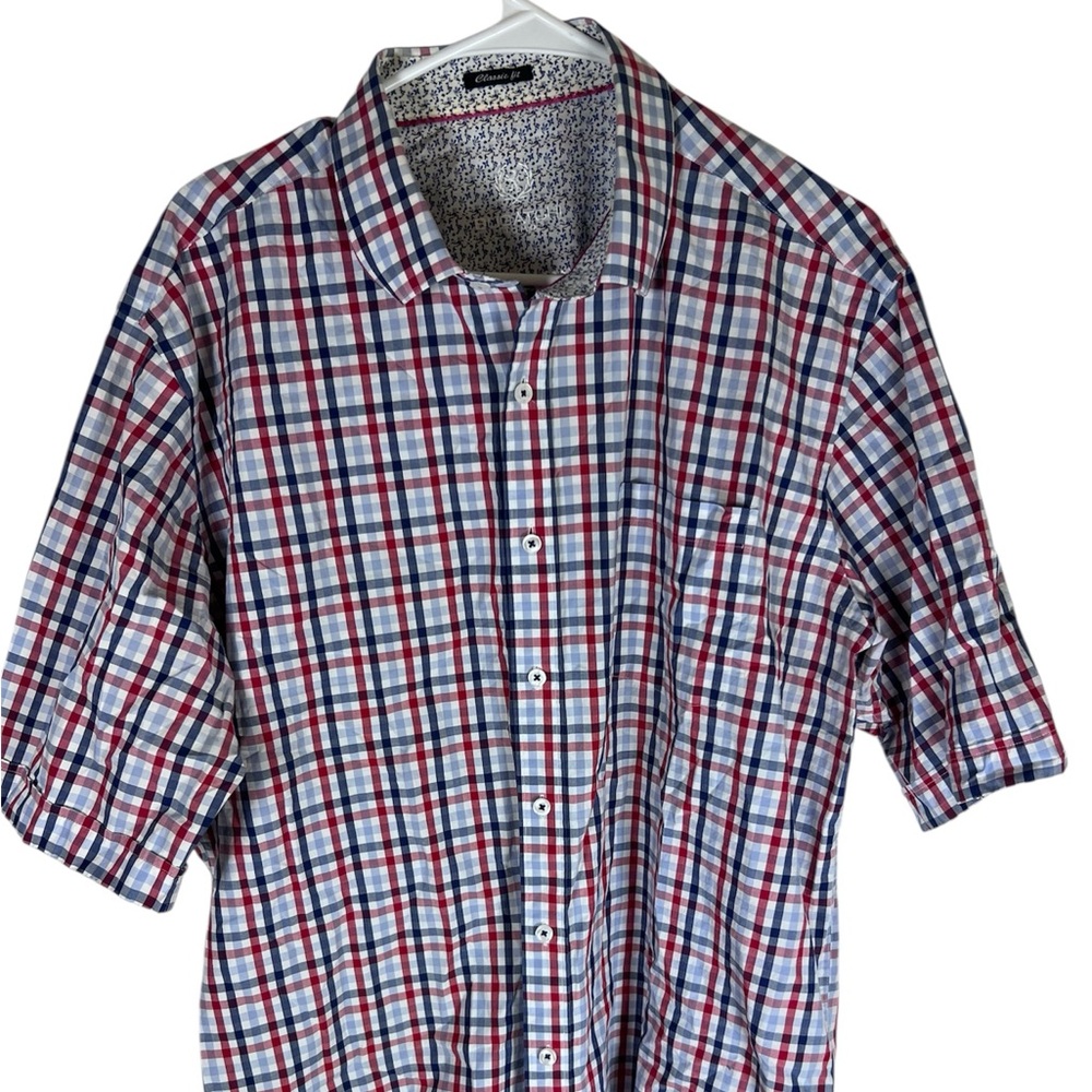 Bugatchi Red and Blue Checkered Shirt Size 2X